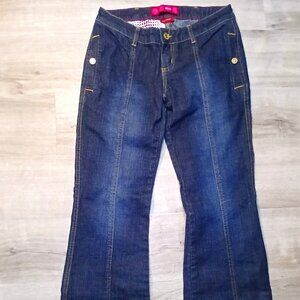 GLO Jeans Juniors 3 Blue Denim Flared Medium Wash Low Rise